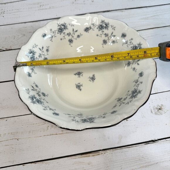 Johann Haviland Blue Garland 8" Vegetable Serving Bowl Germany Platinum Trim Vtg - Picture 9 of 10
